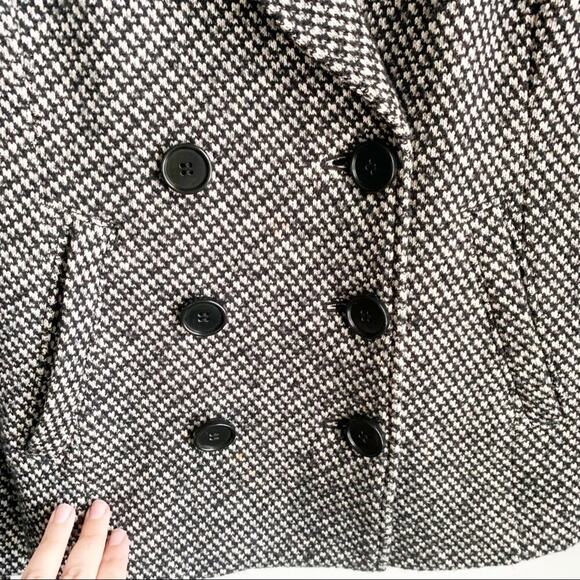 LOFT Cotton Wool Blend Double Breasted Peacoat Winter Pea Coat Buttons XS Black - Picture 7 of 16